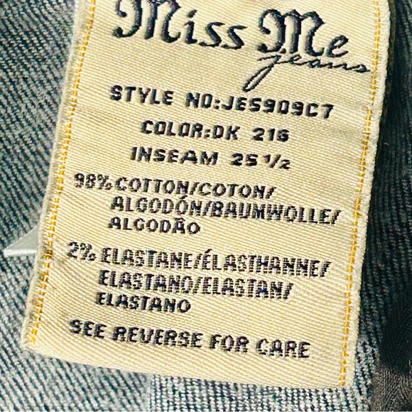 Miss Me jeans Signature Cropped Straight jeans embellished pockets women Size 32 - Picture 4 of 12